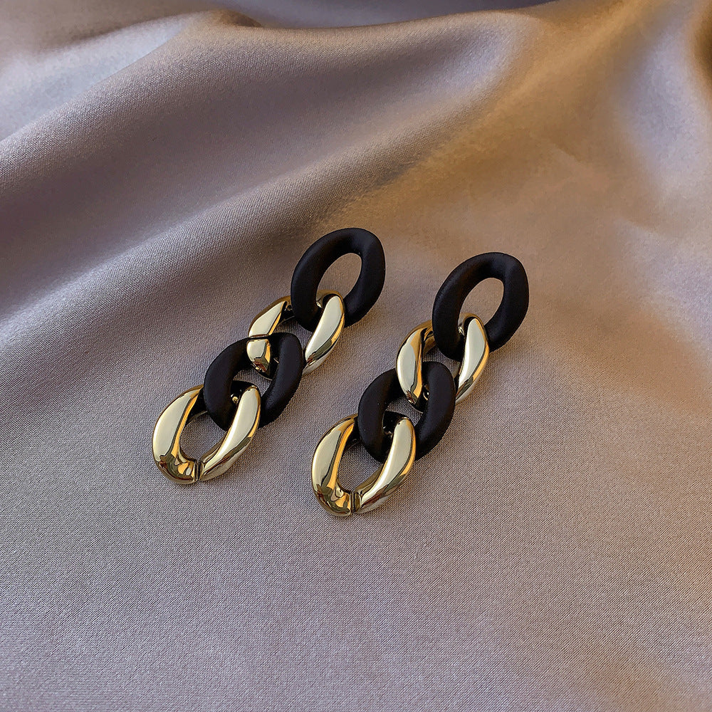 Women's Long Statement Earrings – Contrasting Color Drop Earrings - product photo 3 of 5