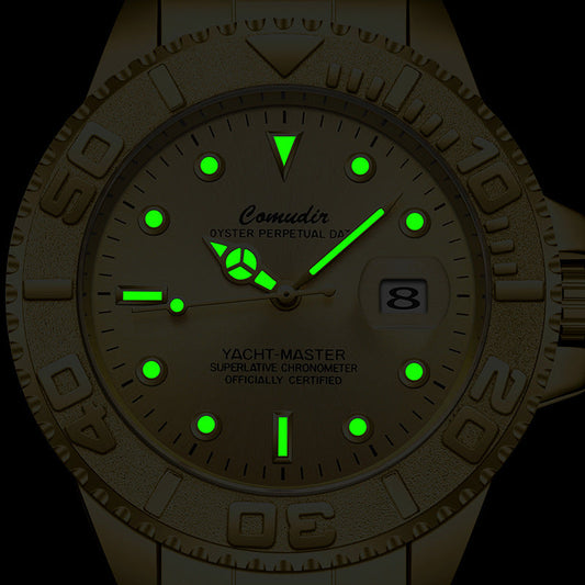 Diver-style watch worn on wrist