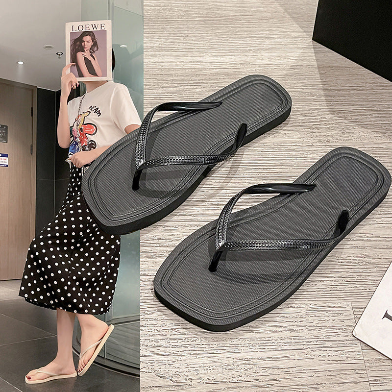 Women's casual beach flip-flops - Black