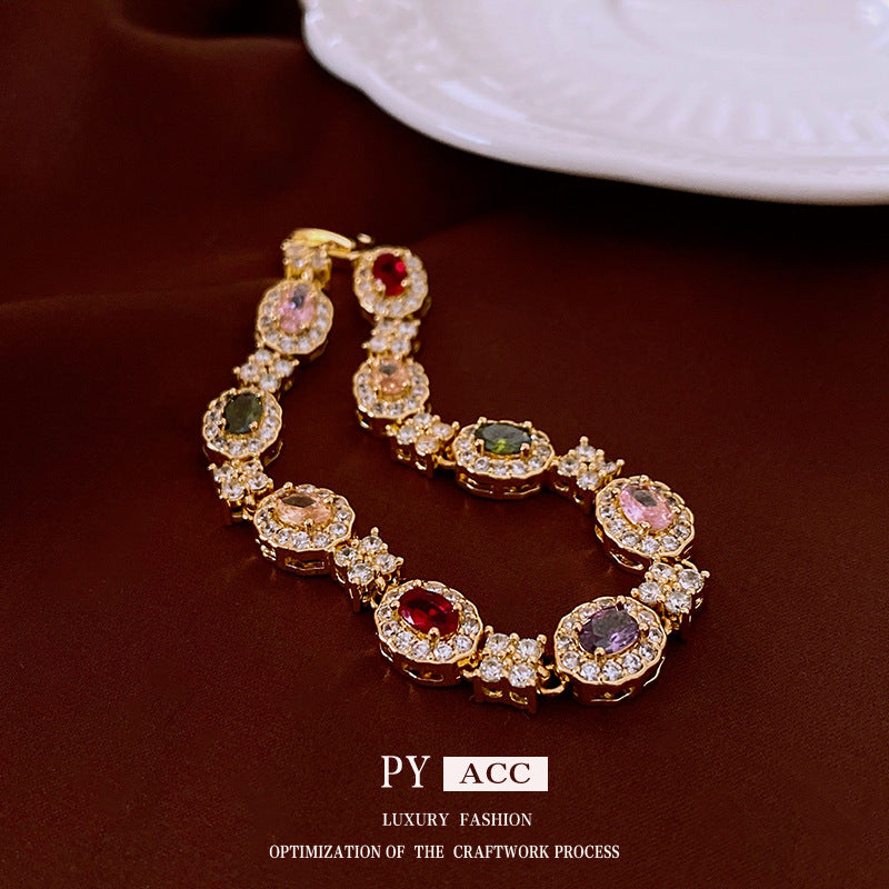 18K gold plated cubic zirconia clasp bracelet, main view