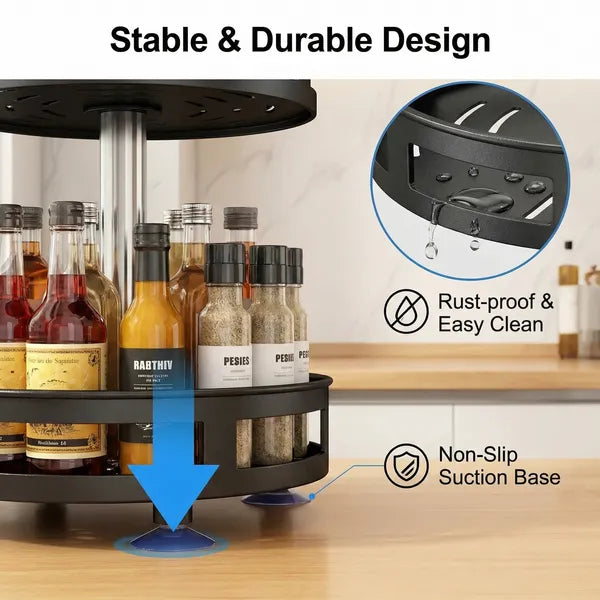 spice rack filled with spice jars