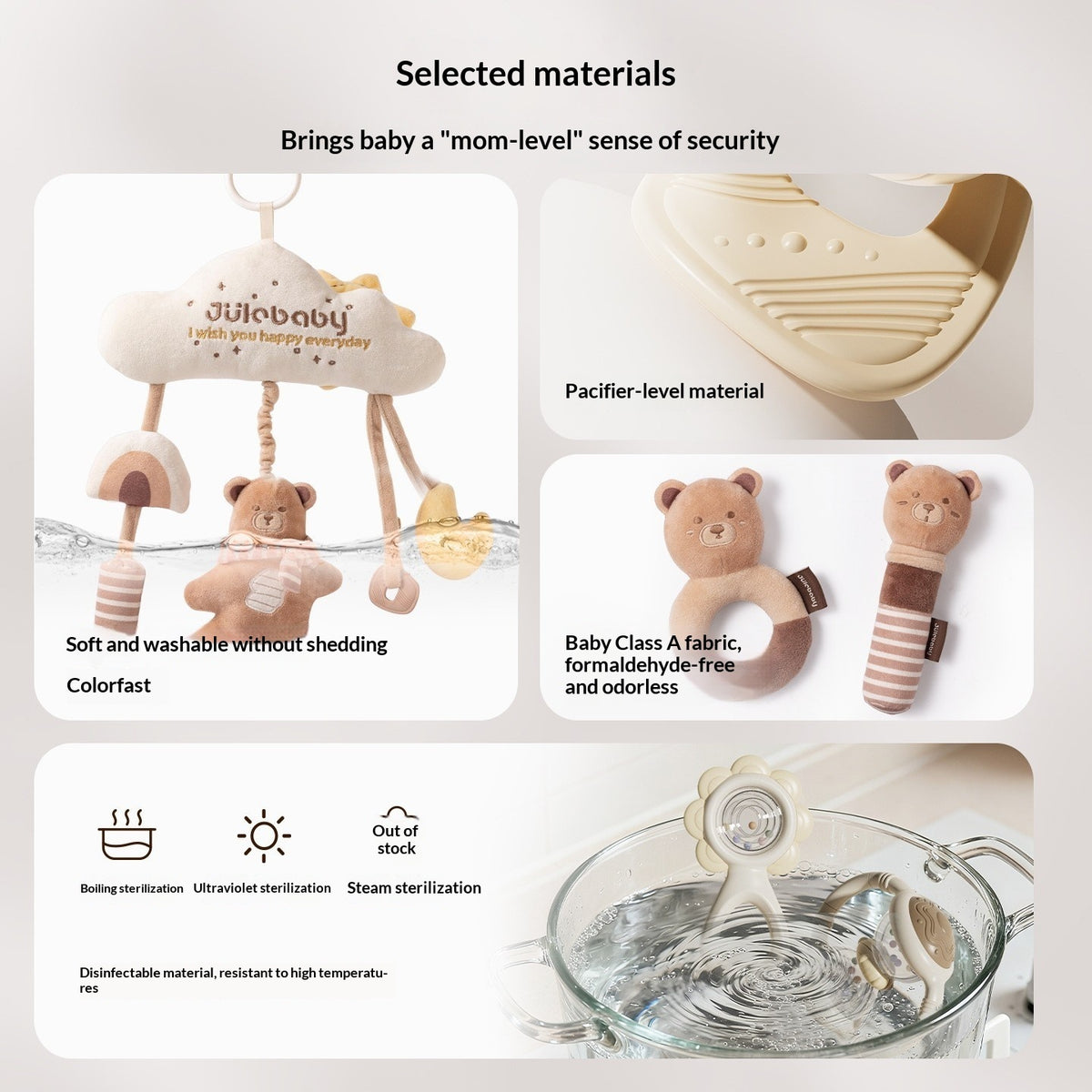 Plush baby rattle toy set for sensory play – product photo 2