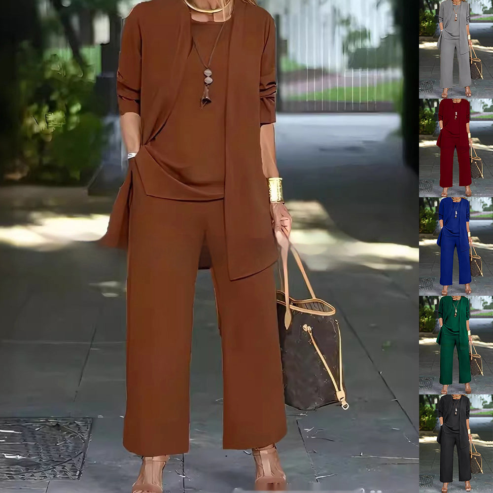 Women's 3-Piece Cardigan Suit Set – Vest Top, Jacket & Wide-Leg Pants – photo 1 of 20