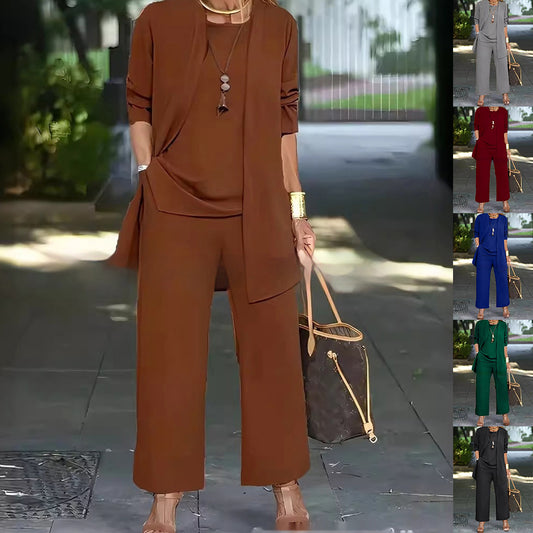 Women's 3-Piece Cardigan Suit Set – Vest Top, Jacket & Wide-Leg Pants – photo 1 of 20