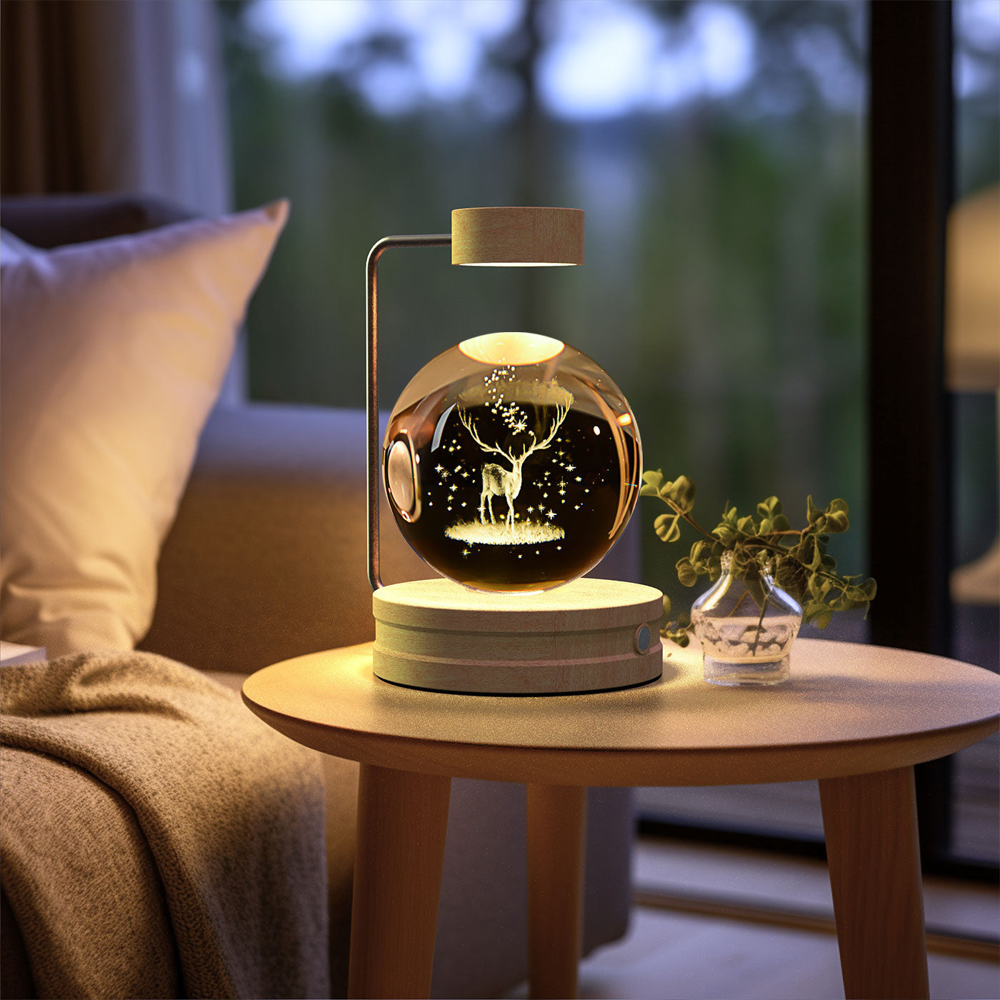 3D crystal night light with wood base, design option 26 of 51