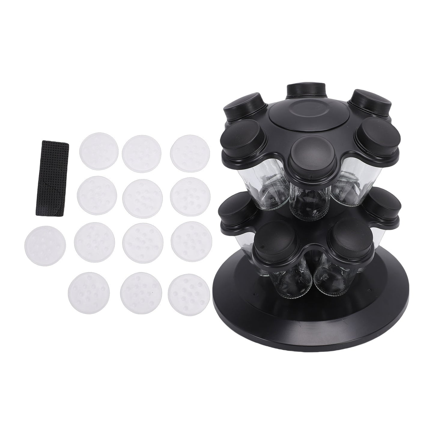 Spice rack on kitchen countertop
