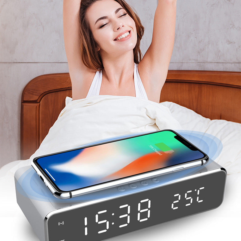 LED Electric Alarm Clock With Wireless Charger Desktop Digital Clock - product photo 5 of 6