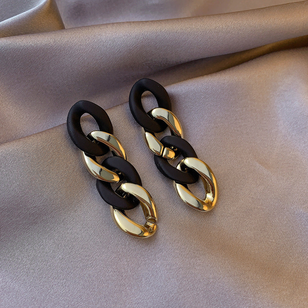 Women's Long Statement Earrings – Contrasting Color Drop Earrings - product photo 4 of 5