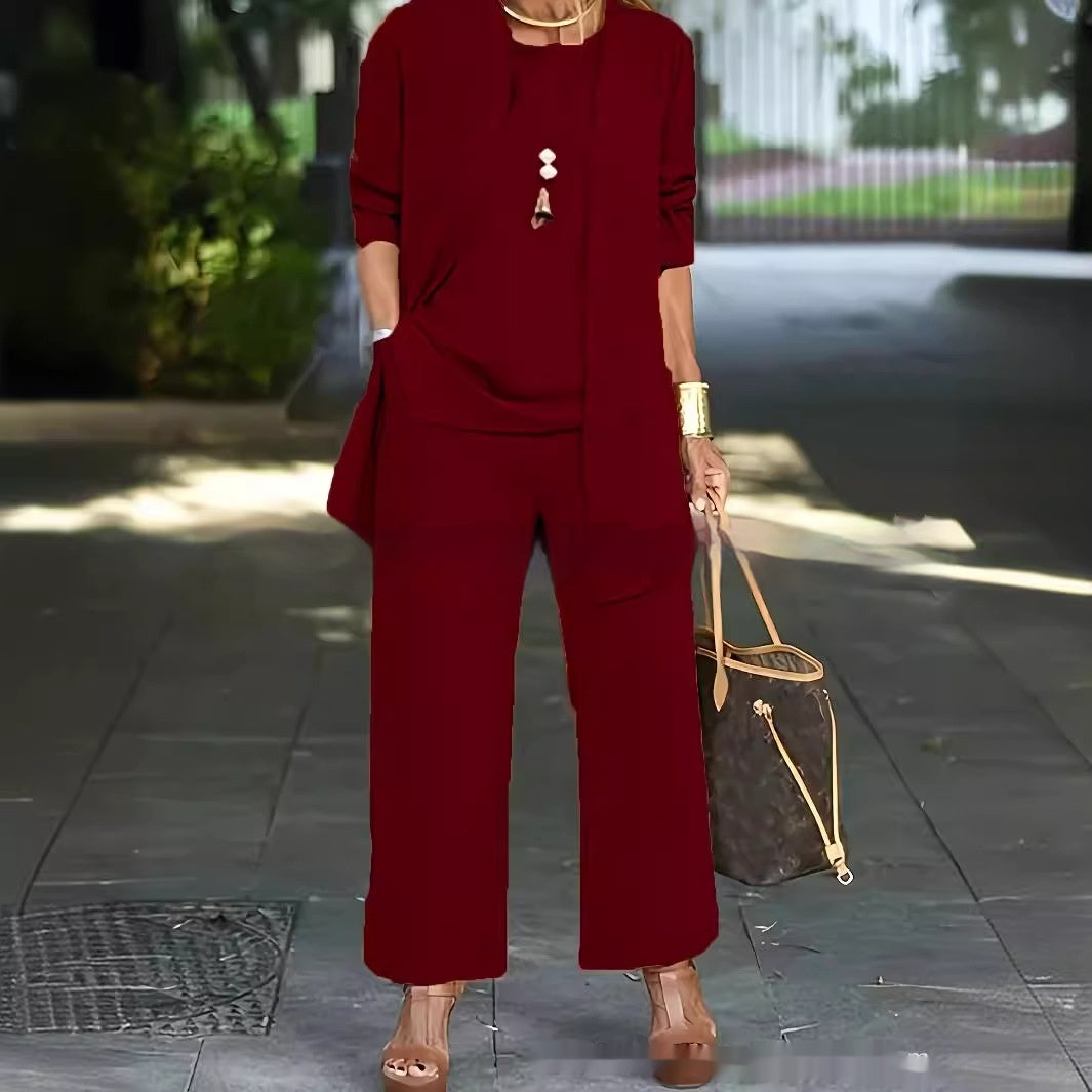 Women's 3-Piece Cardigan Suit Set – Vest Top, Jacket & Wide-Leg Pants – photo 20 of 20