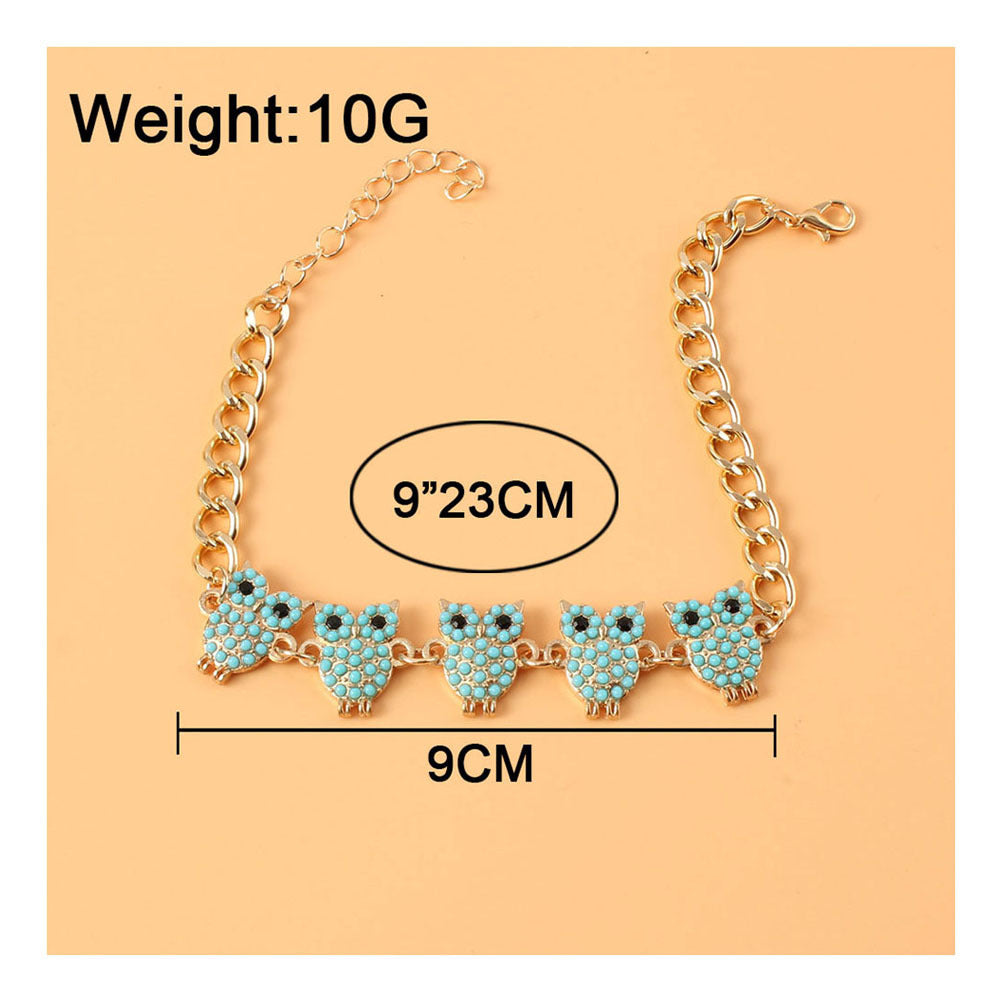 Vintage Owl Pendant Alloy Anklet - photo 4
