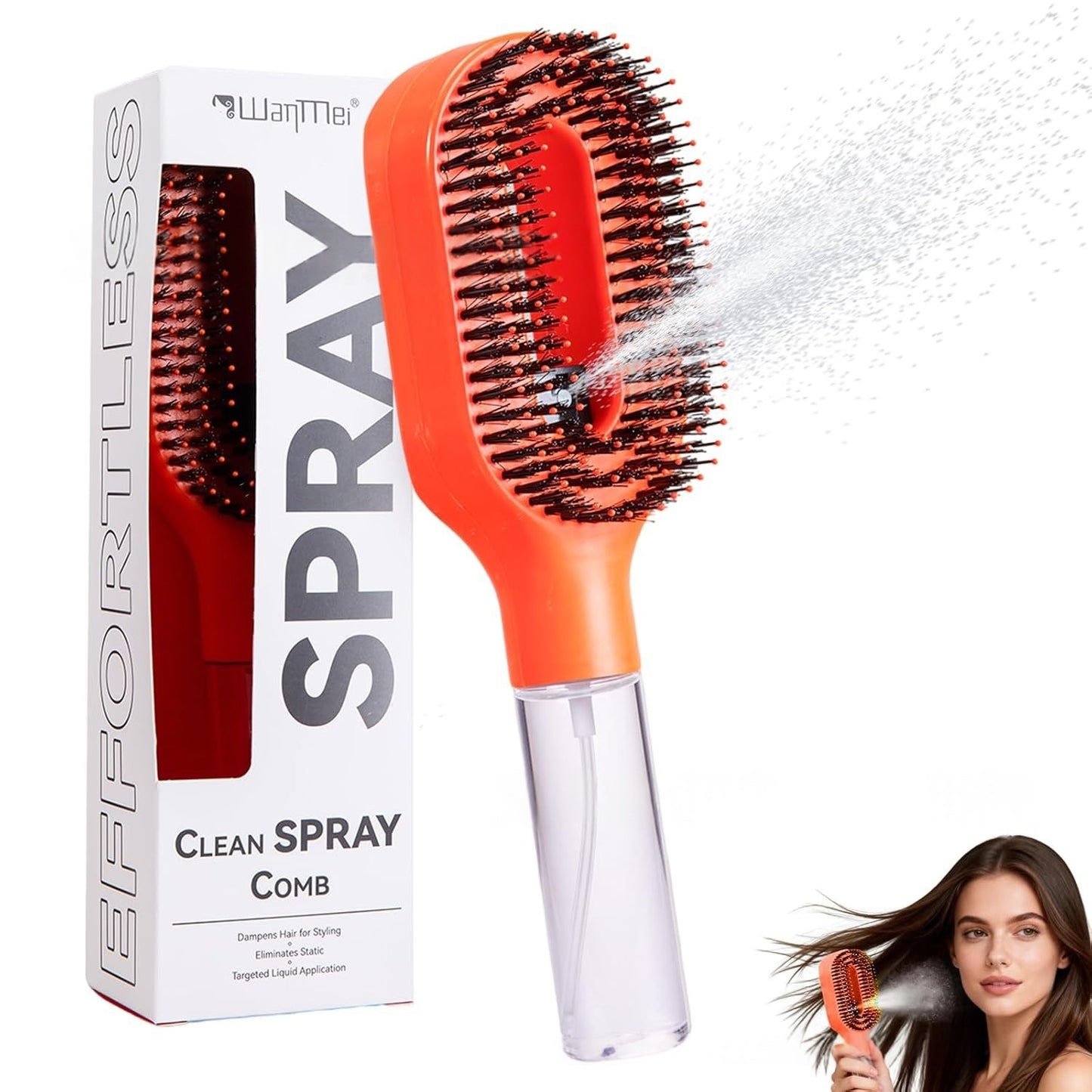 Detangling hairbrush anti-static bristles close-up
