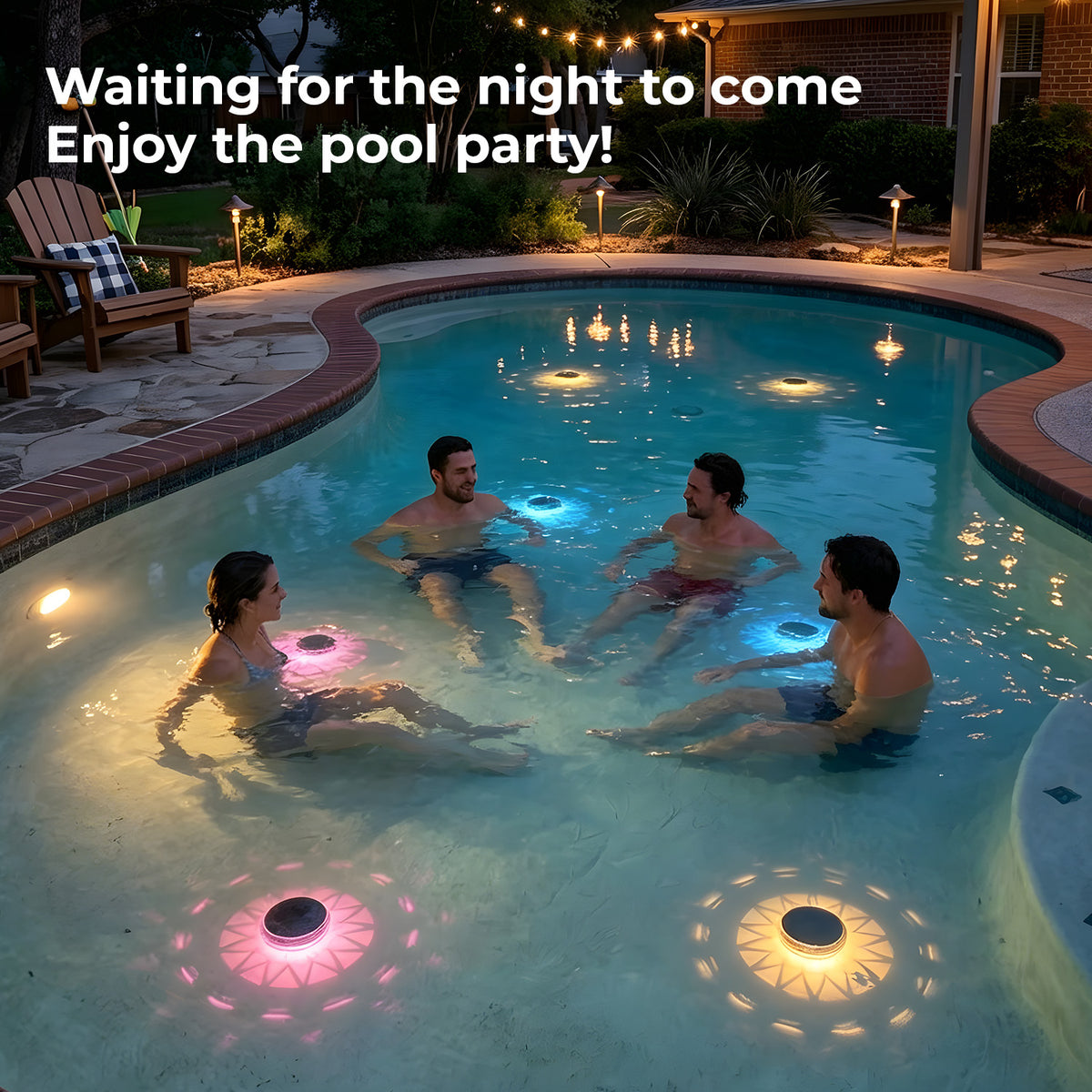 Solar-powered floating pool lights, 2-pack – product photo 7