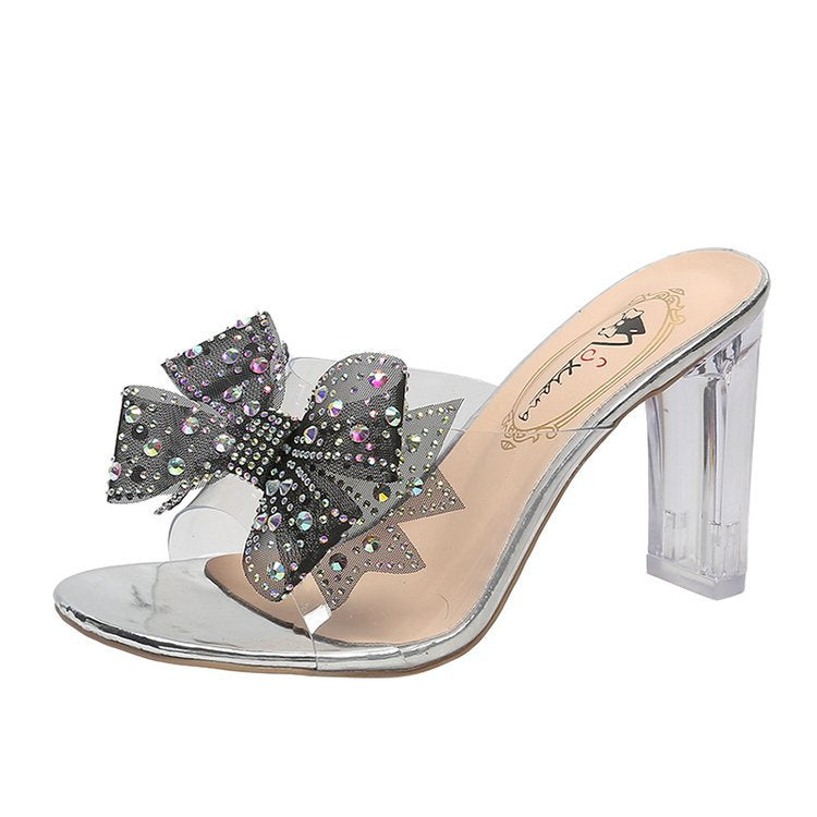 Women's Rhinestone Bow Flip Flops – Glam Pointed-Toe Strap Sandals - product photo 4 of 5