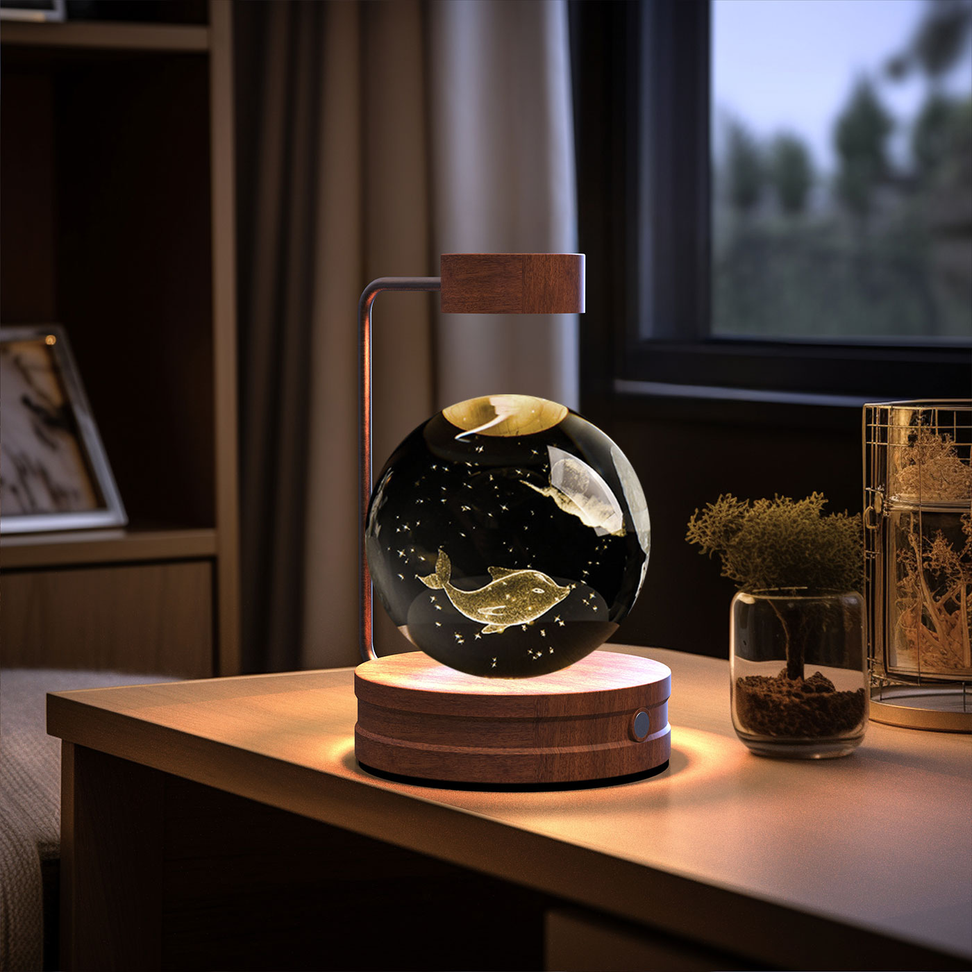 3D crystal night light with wood base, design option 50 of 51