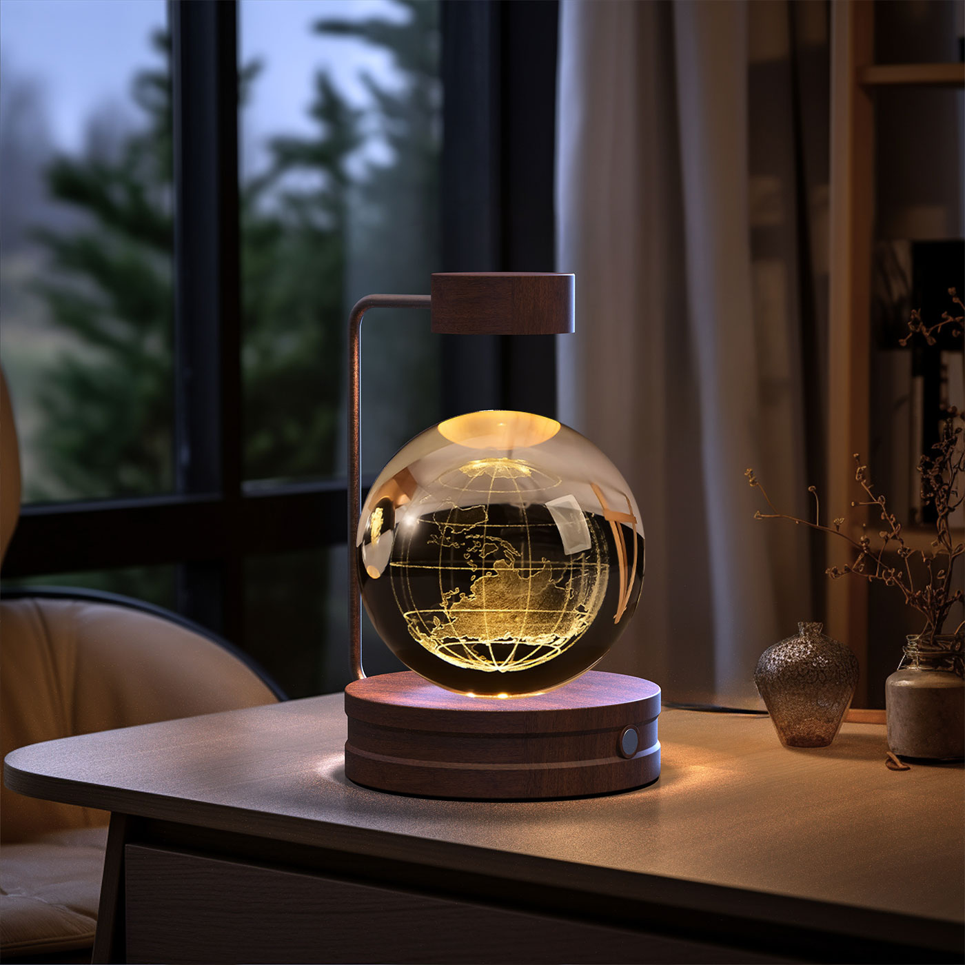 3D crystal night light with wood base, design option 24 of 51