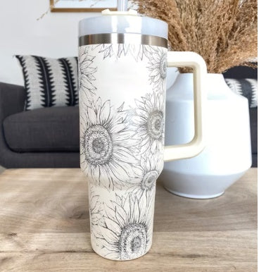 40oz insulated stainless steel tumbler with handle and straw, color option 10