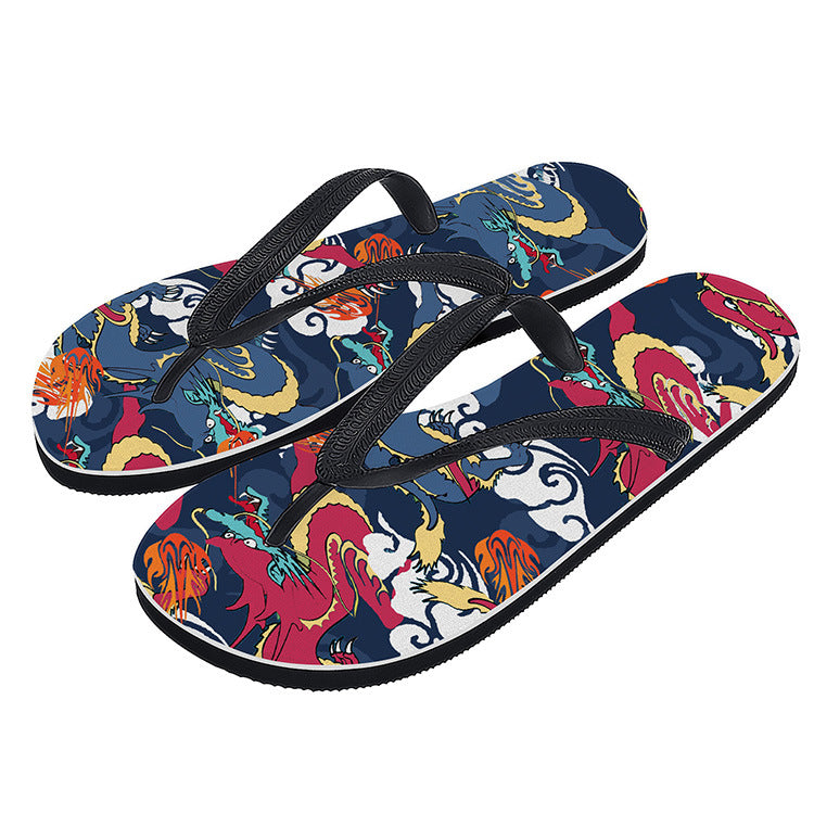 Animal pattern beach slippers - close-up