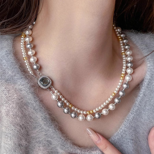 Micro-inlaid square dual-wear double-layer necklace - photo 1 of 7