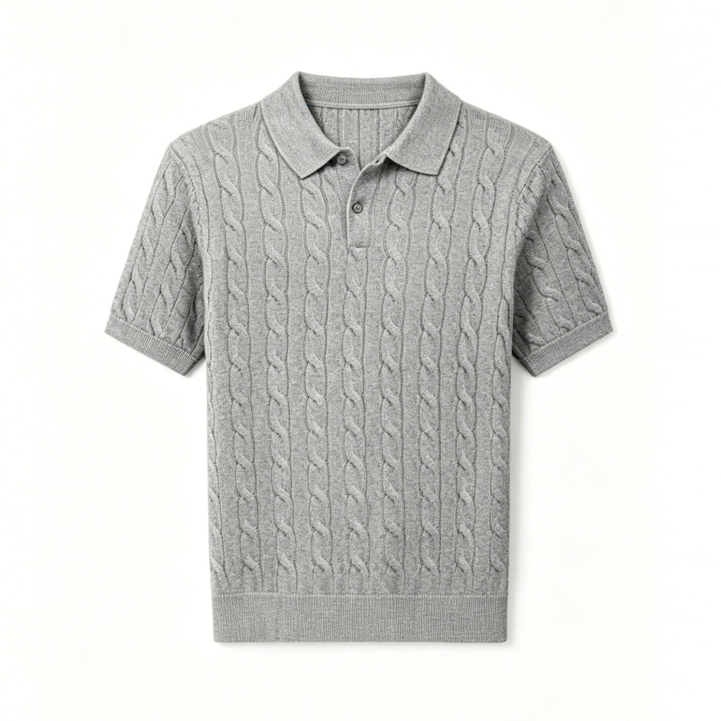 Men's cable-knit short-sleeve polo shirt - photo 9 of 10
