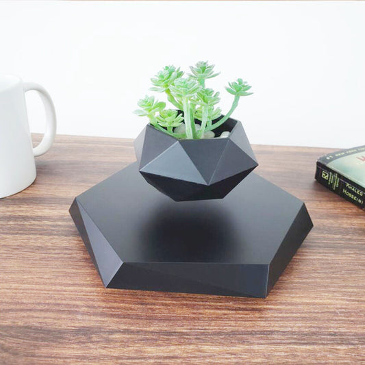 Magnetic levitating flower pot floating above base - main view
