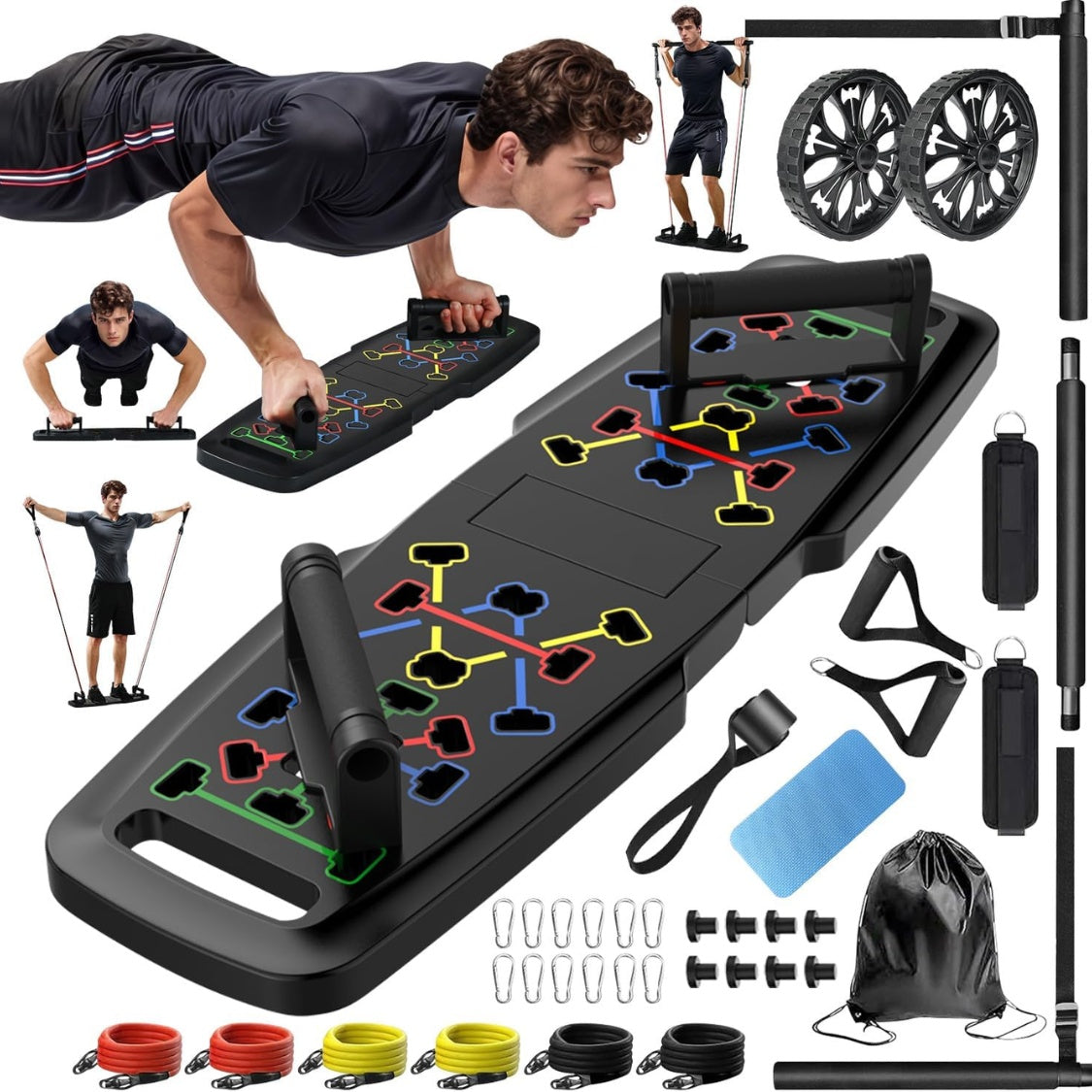 Portable push-up board home gym set, full kit