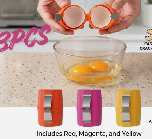 Egg cracker and separator tool separating egg yolk from white