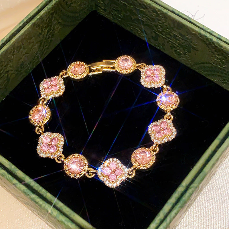 French style oval zircon bangle bracelet – worn on wrist