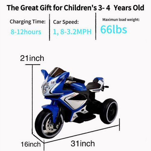 Kids 6V Electric Ride-On Motorcycle – Toddler Toy Motorcycle - product photo 4 of 8