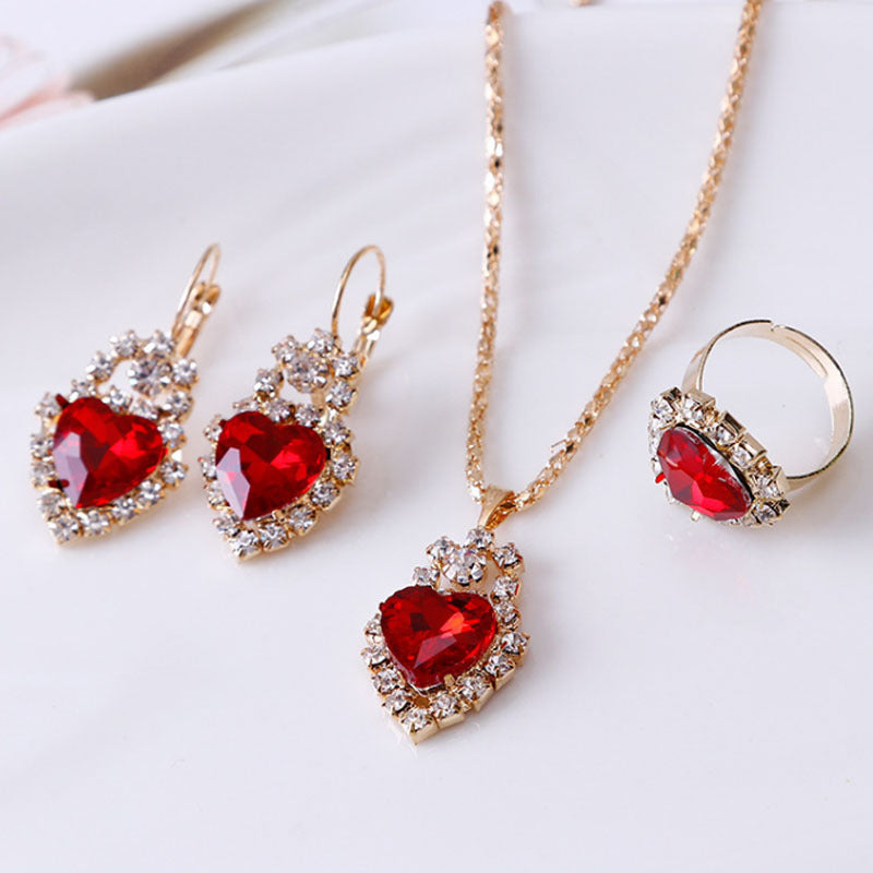 Water drop rhinestone jewelry set – worn on model