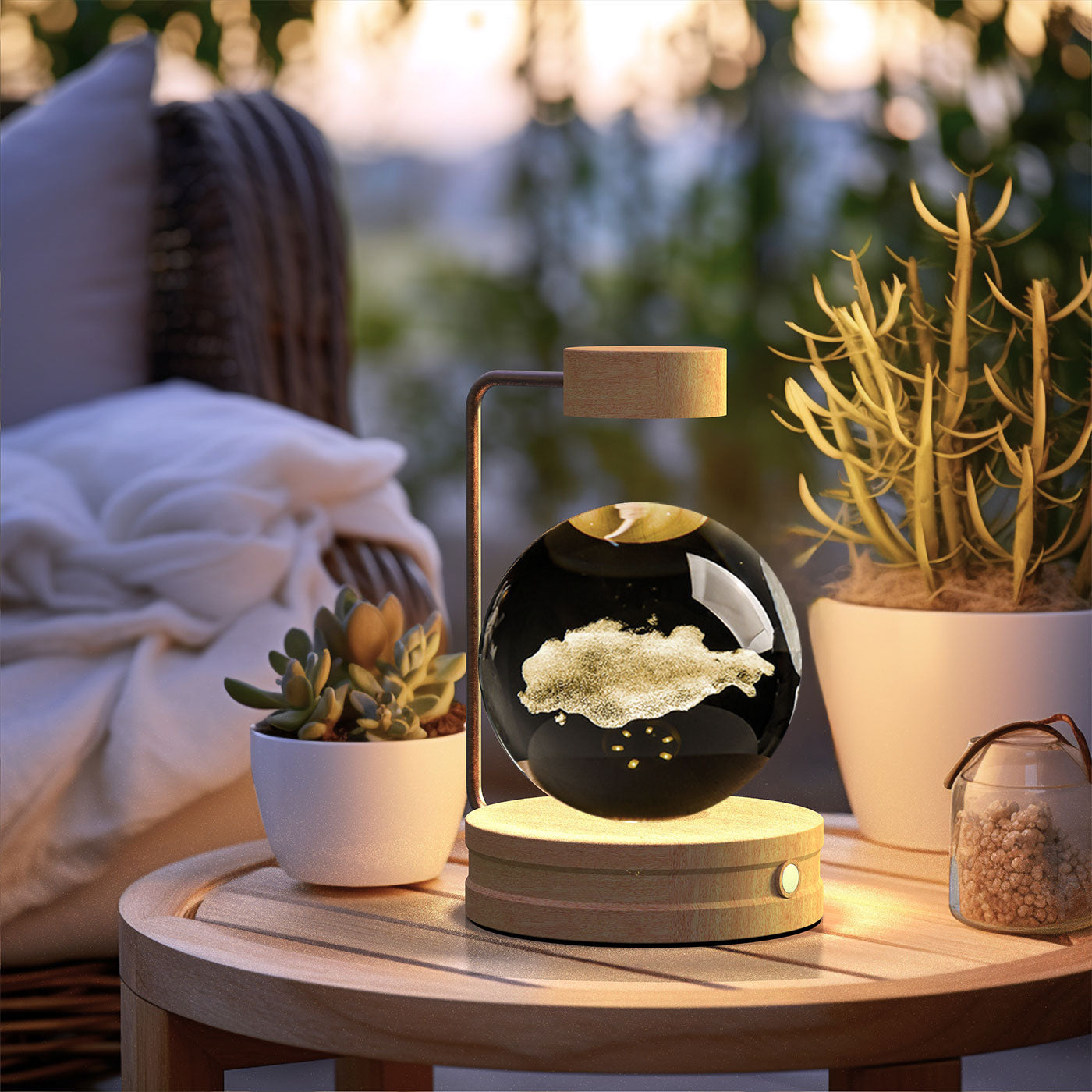 3D crystal night light with wood base, design option 18 of 51