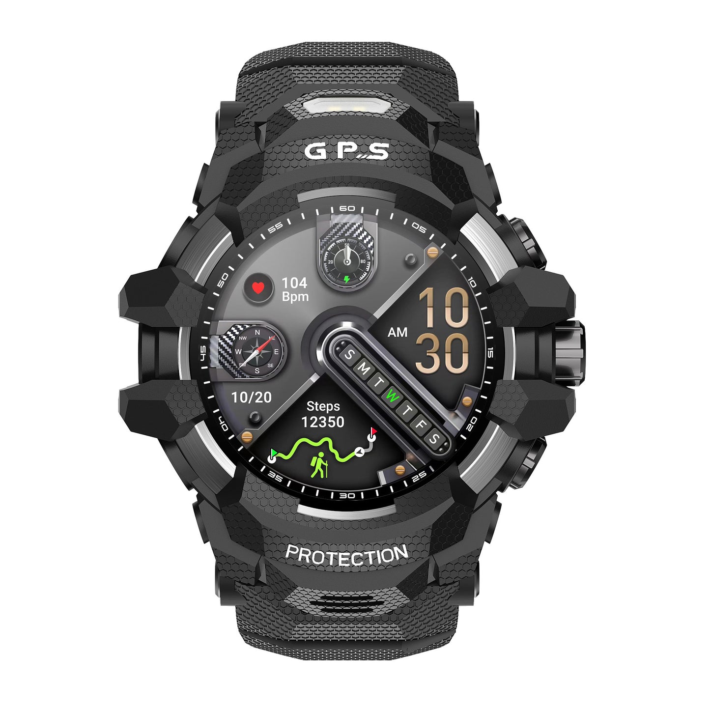 Outdoor sport smart watch, charging cable and accessories