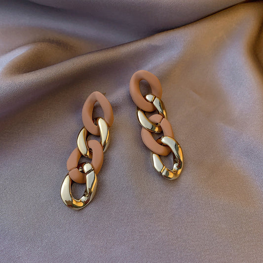 Women's Long Statement Earrings – Contrasting Color Drop Earrings - product photo 2 of 5