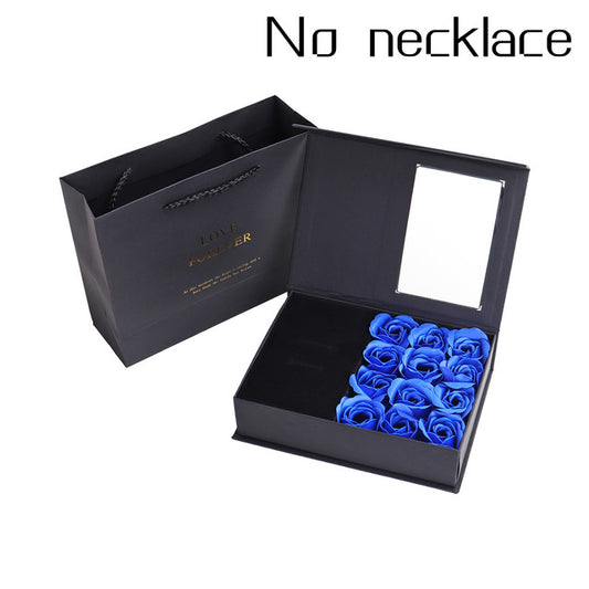 Soap flower rose gift box, open lid view