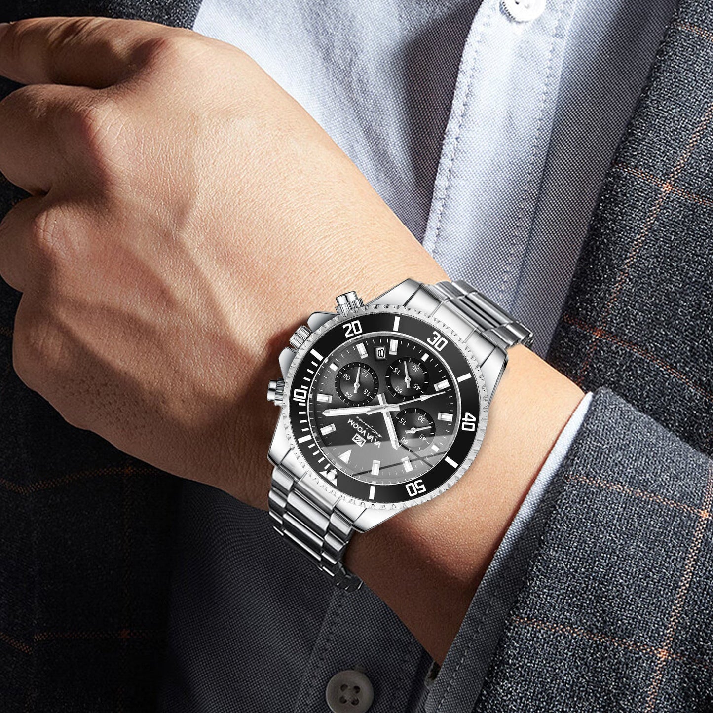 Men's business watch, wrist view