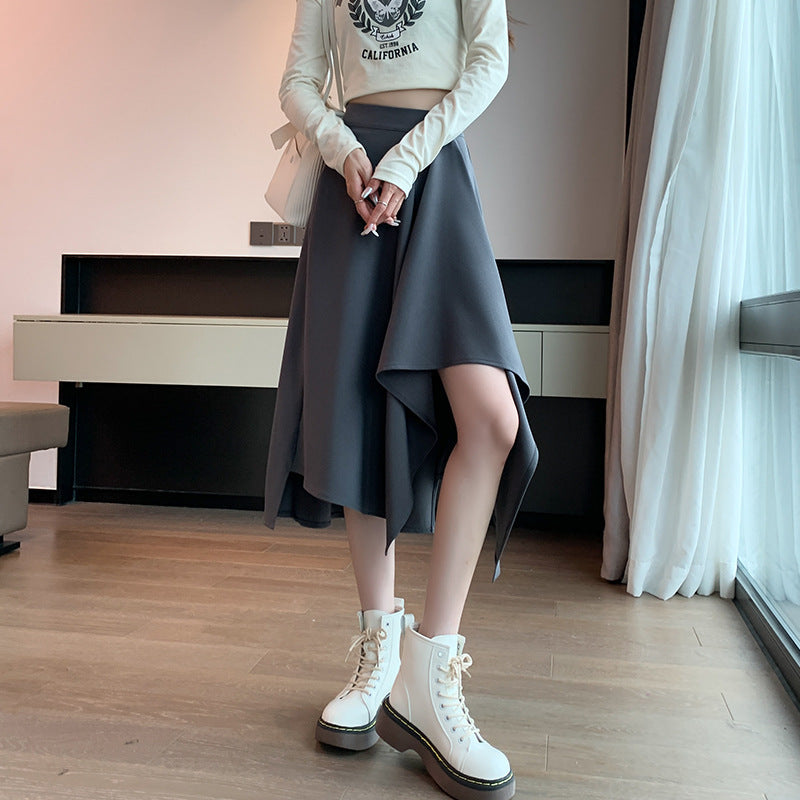 Asymmetrical midi skirt - side view