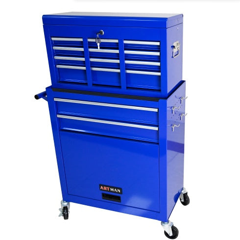 High-Capacity Rolling Tool Chest with Wheels – 8-Drawer Tool Storage Cabinet (Blue) - product photo 2 of 5