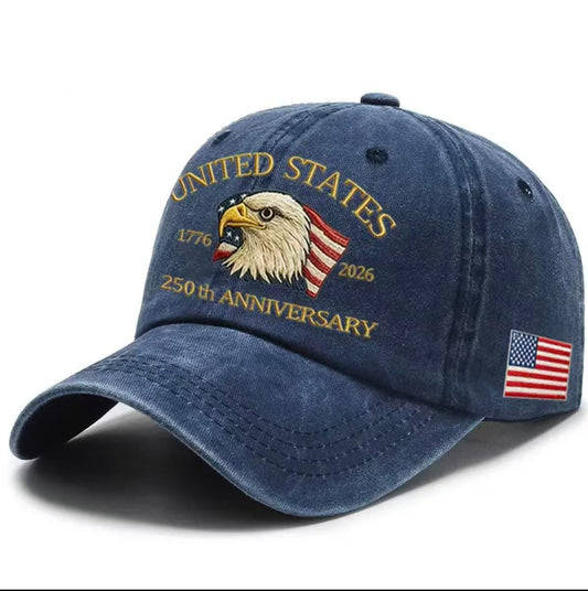 USA flag embroidered baseball cap side view