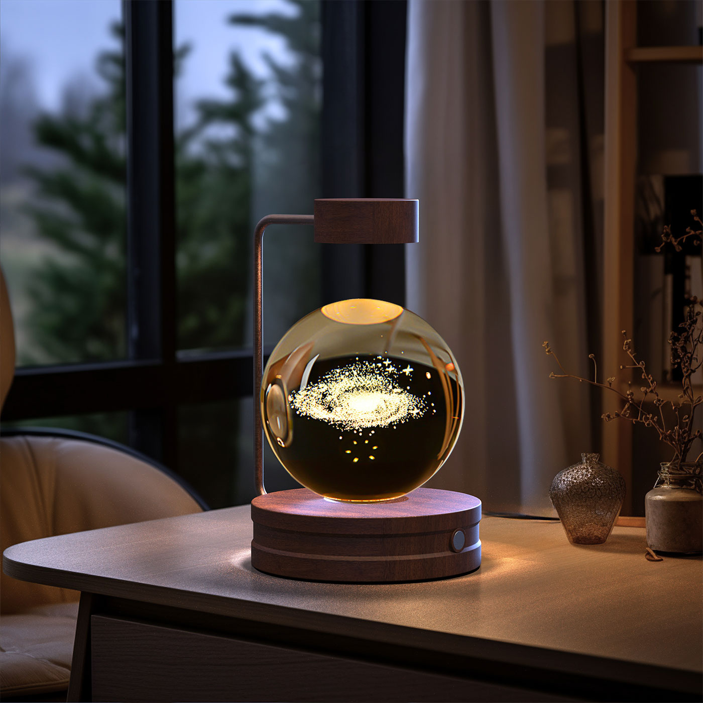 3D crystal night light with wood base, design option 35 of 51