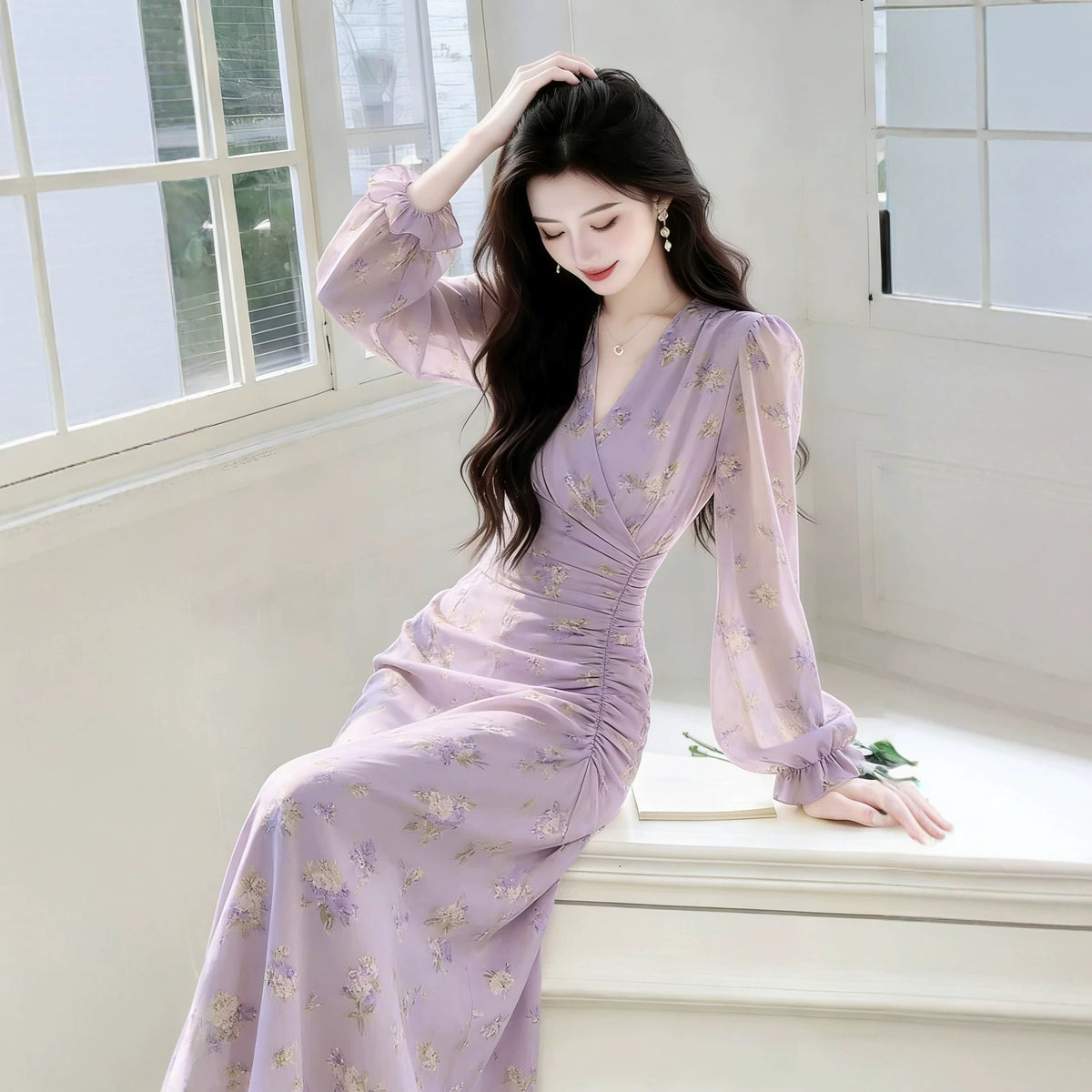 French-style maxi dress - side view